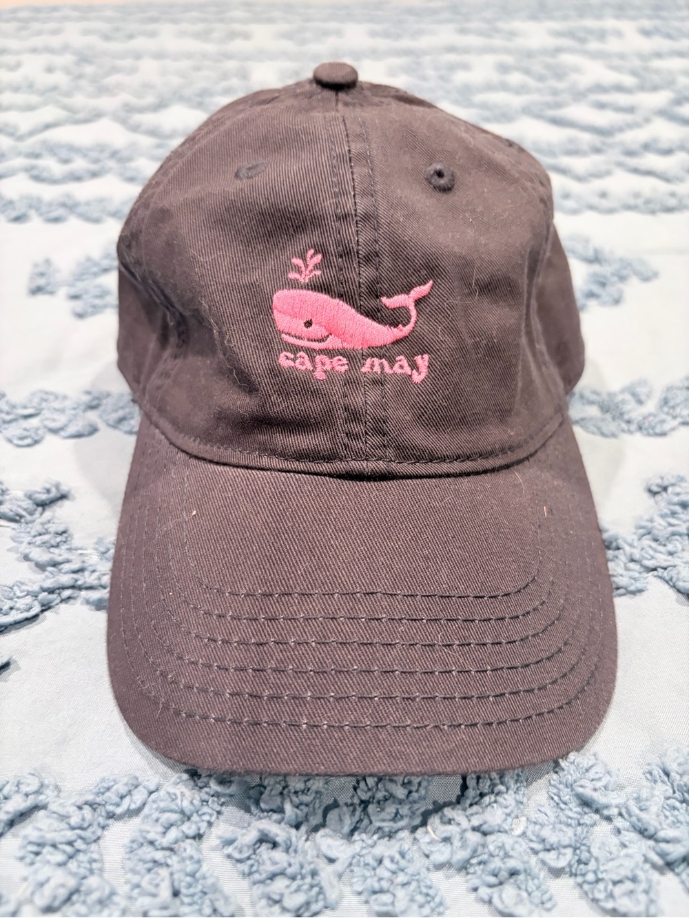Legacy 92 Cape May Whale Embroidered Baseball Cap Hat Navy Pink
